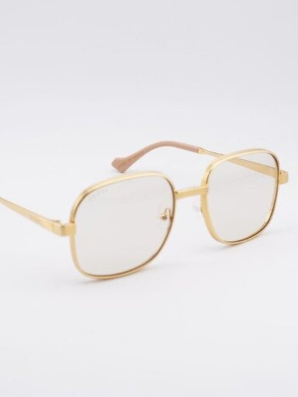 Gucci GG0788S 001 Sunglasses Gold Square Frame, Yellow Lenses